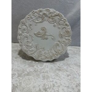 Roscher Paisley Collection Decorative Plate Embossed Cream Ceramic- SET OF 2
